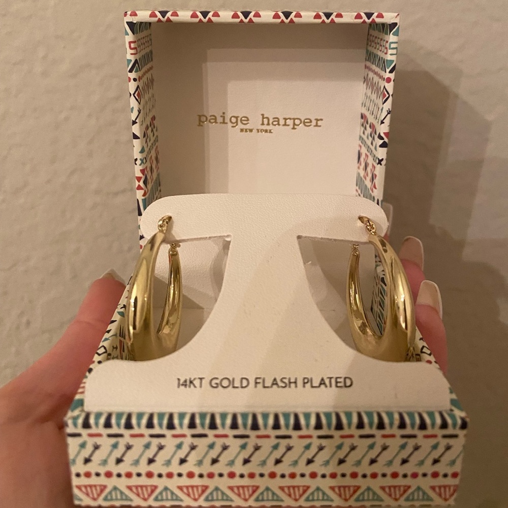BRAND NEW: Paige Harper 14k Flash Plated Gold Hoops